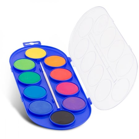 أقراص ألوان مائية ، علبة بلاستيكية ، 10 ألوان جامبو