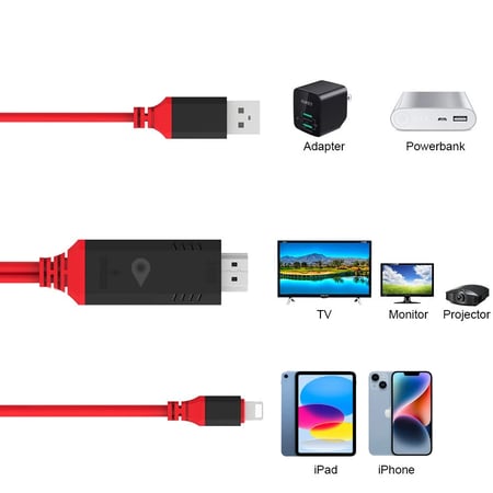 كيبل عرض الأيفون على التلفزيون  HDMI