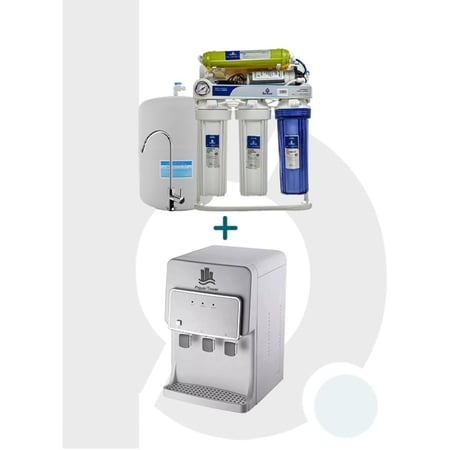 جهاز تحلية 7 مراحل فتنامي (قاعدة + ساعة ضغط) + برادة طاولة ذاتية التعبئة