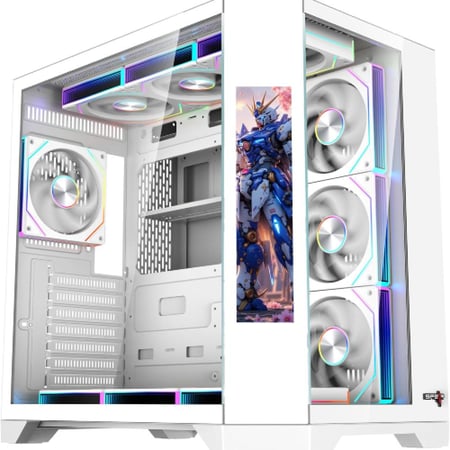 صندوق DOST60PLUS ARGB ATX من SPEAR مع شاشة جانبية بحجم "9.2 - أبيض