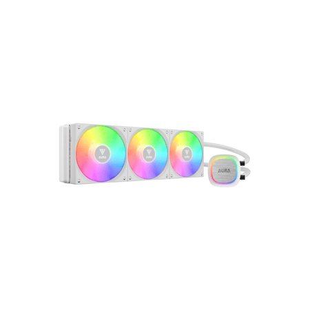 مروحة تبريد غامداس AURA GL360 V2 ARGB للألعاب 3 مراوح, أبيض