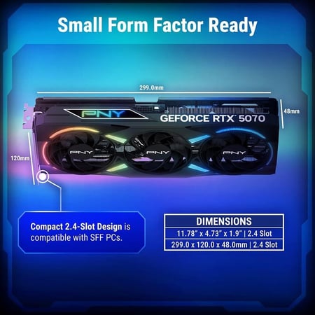 كرت شاشة PNY RTX 5070 OC EPIC-X RGB سعة 12GB