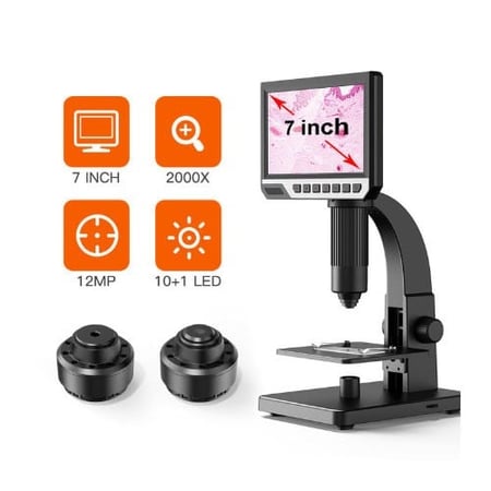 مجهر رقمي بشاشة 7 انش تكبير حتى 2000X قابل للشحن