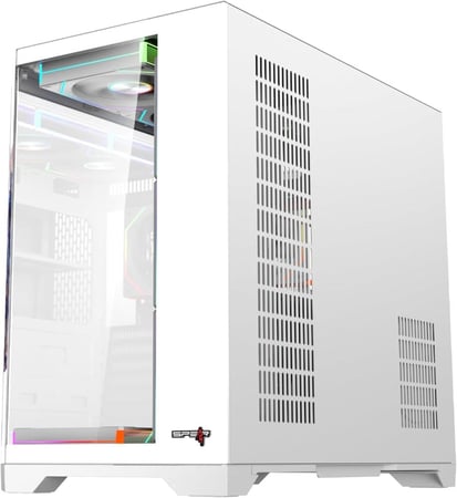 صندوق DOST60PLUS ARGB ATX من SPEAR مع شاشة جانبية بحجم "9.2 - أبيض