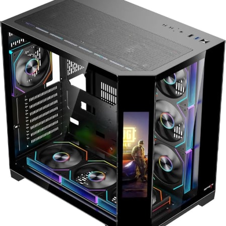 صندوق  DOST60PLUS ARGB ATX من SPEAR مع شاشة جانبية بحجم "9.2 - أسود