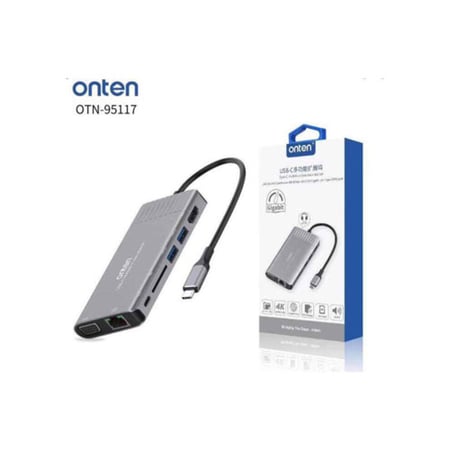 Onten Type-C Multi Function Dock Station - Ethernet, VGa, SD Card, USB 3.0 Ports, HDMI