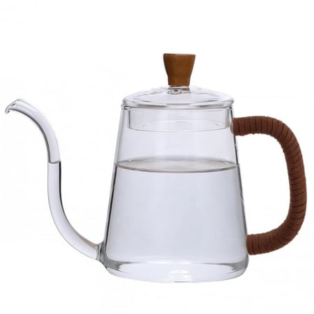 ابريق ترشيح زجاج يد جلد 600 مل