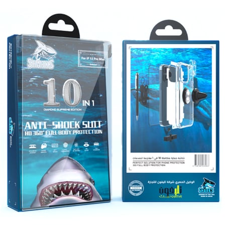 ايفون اكس /  اكس اس | شاشة شفافة ، بكج حماية 10 في 1 من شركة Sharks