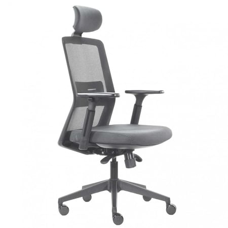 454 - كرسي دوار كوري ظهر طويل متحرك من الجلد الأسود