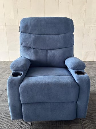 733- كرسي استرخاء ستار مفرد هزاز و دوار مخمل بوكليه أزرق