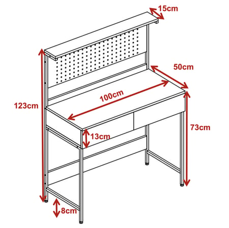925-مكتب أبيض مع رف حديد L120*D50*H75/123