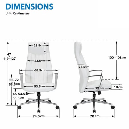 318- كرسي مكتب لكس من الجلد الأبيض