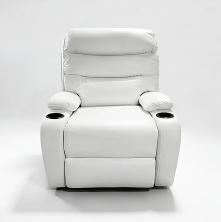 761- كرسي استرخاء ثابت ريمو ثابت جلد أبيض ناصع