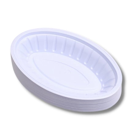 صحن بلاستيك بيضاوي مقاس 1 أبيض - 1000 حبة