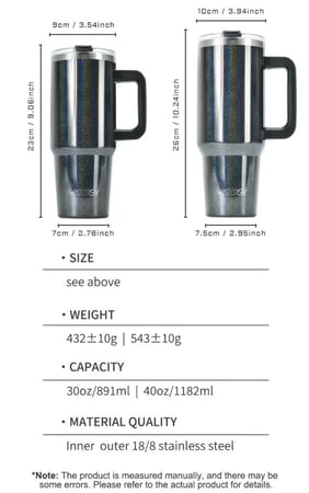 كوب حراري عملي ومتين - 1182 مل - 891 مل