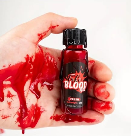 مكياج دم مزيف قابل للغسل مع فرشاة - مثالي للمصاصين الدماء، الزومبي، المهرجين والكوسبلاي - تأثير دم متخثر واقعي