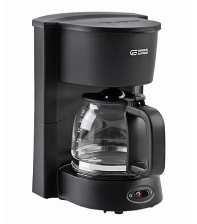 جنرال سوبريم صانعة القهوة، سعة 0.75 لتر، نظام التسخين السريع، 650 واط اسود