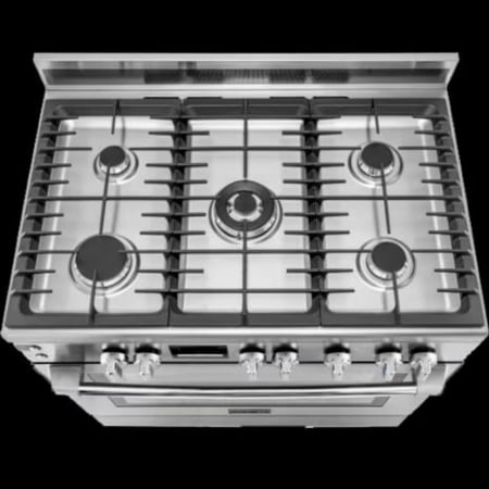 فرن غاز فريجيدير 60 × 90 - 5 عيون شيف كباب استيل امان كامل مع مروحة