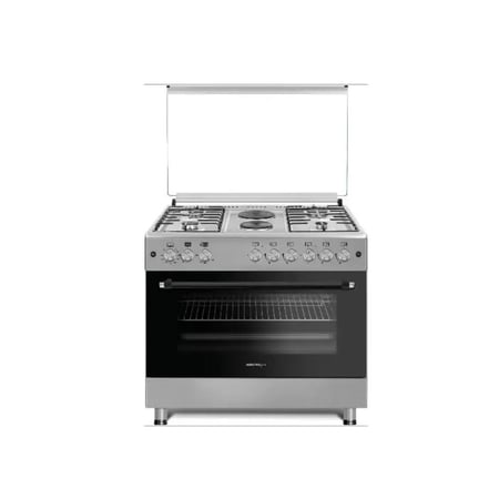 فرن كامل  غاز وكهرباء  Mastergas م 90 سم   -  4 عيون غاز + 2 عين كهرباء  - شبك خفيف عريض