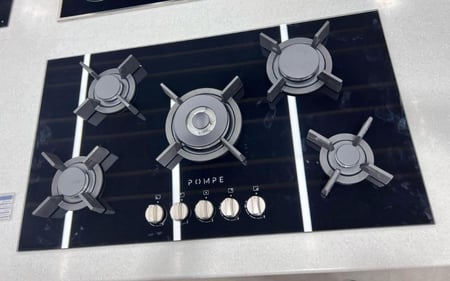 سطح غاز بومباني بلت ان 90 سم 5 شعلة - زجاج اسود