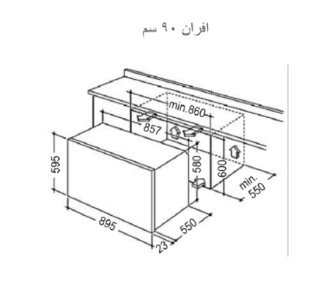 فرن بولم غاز ٣ مفاتيح ( بمروحة + شواية )  90*60