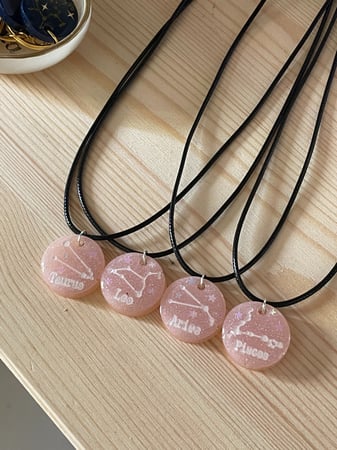 Pink zodiac necklace