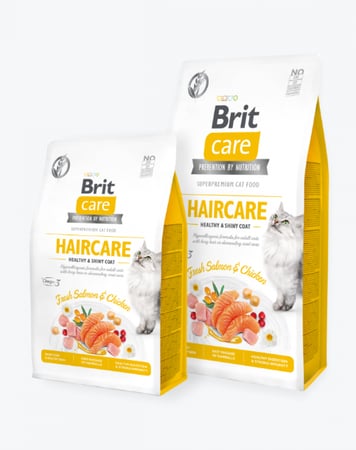 بريت كير طعام جاف خالي من الحبوب للقطط للعناية بالشعر  بنكهة الدجاج والسلمون 7 كغ