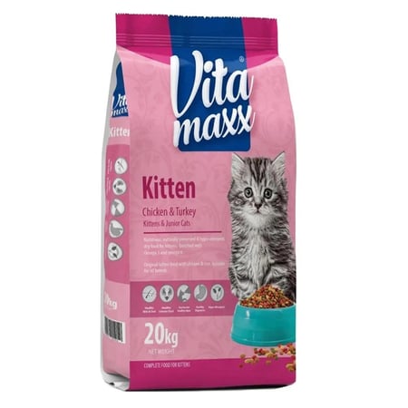 طعام جاف فيتا ماكس بالدجاج والديك الرومي للقطط الصغيرة 20 كغ
