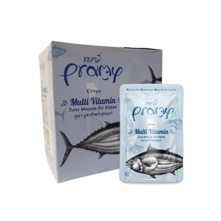 كرتون اظرف برامي طعام رطب التونا للقطط الصغيرة في الجيلى متعدد الفيتامينات 70 غ