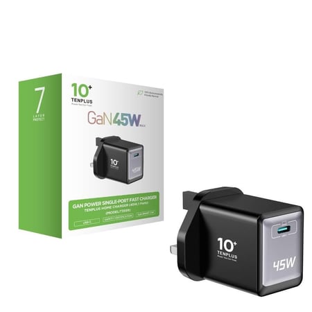 شاحن جداري من نوع Tenplus GaN 45W بمخرج واحد.