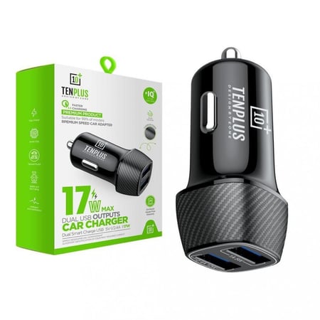 شاحن سيارة  USB 17W ومنفذين من Tenplus+