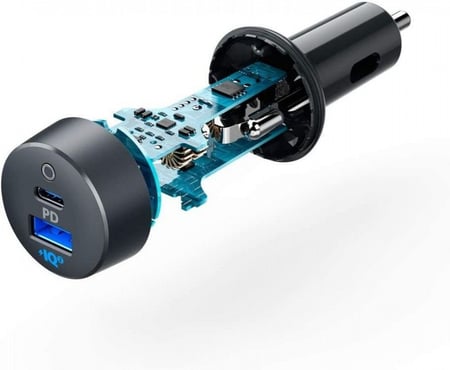 انكر باوردرايف بلس شاحن سيارة بقوة 35 واط بمنفذ PD ومنفذ USB سريع - اسود