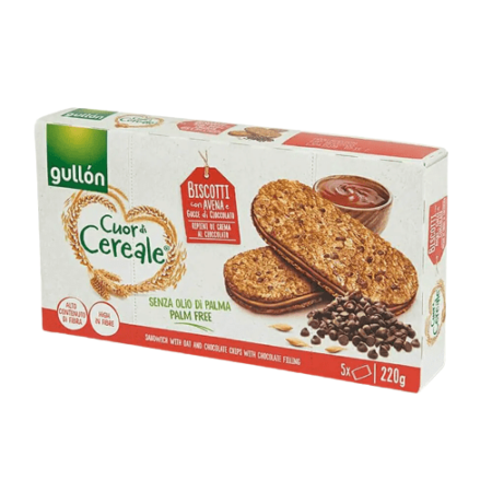 جولون بسكويت بقطع الشوكولا وحشوة كريمة الشوكولاته - GULLON HEART OF CEREALS