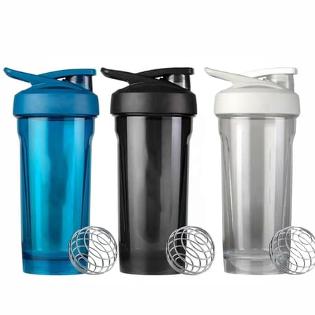 شيكر بروتين بلاستيك شفاف مع خلاط معدني _ SHAKER PROTEIN