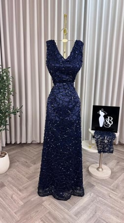 فستان سهره  فخم  كحلي