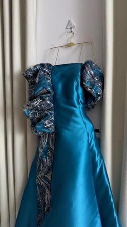 فستان سهره فخم تركوازي