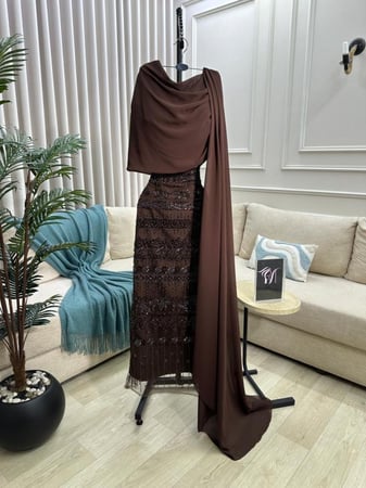 فستان سهره   فخم بني