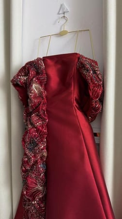 فستان سهره فخم  احمر