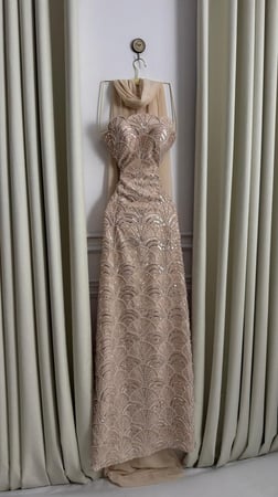 فستان سهره  فخم بيج
