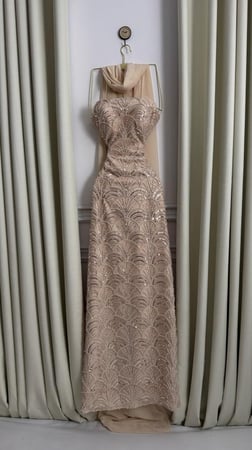 فستان سهره  فخم بيج