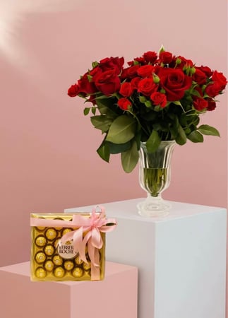 شمس الاحتفال /ورد بيبي ورد وردية ع شوكلاته باتشي او فيريرو او البستاني او أنوش