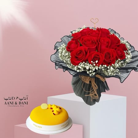 وردة حمراء مع حلاوة كيكة صغيرة15