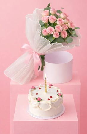 رقة وجمال باقة بيبي روز وردي مع اروى الصغيرة