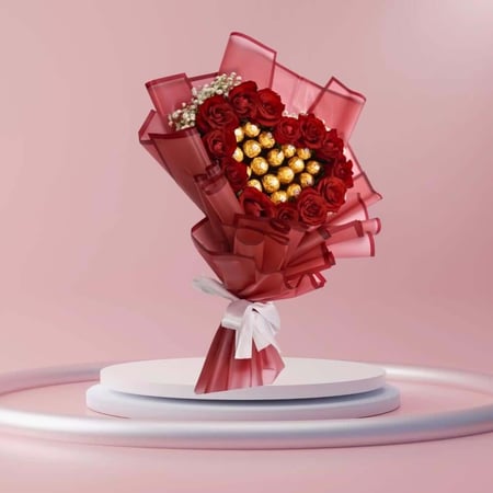 قلب أحمر مع مفاجأة ذهبية