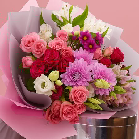 باقة الرومنسية مع كيكة أني داني كيكة صغيرة