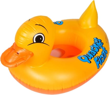 قارب سباحة عائم قابل للنفخ على شكل بطة حمراء برتقالية