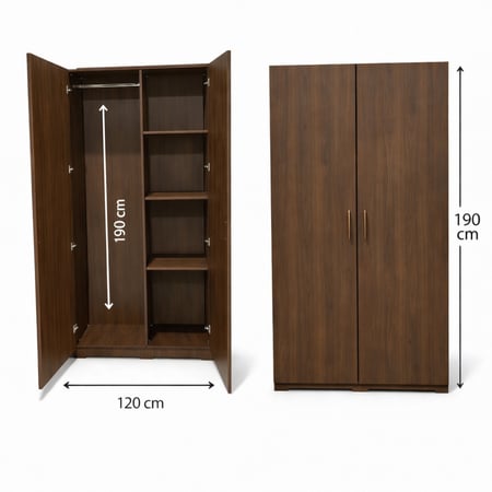 دولاب خشب 2 باب كبير بتصميم بسيط وأنيق يناسب مختلف أنماط الديكور