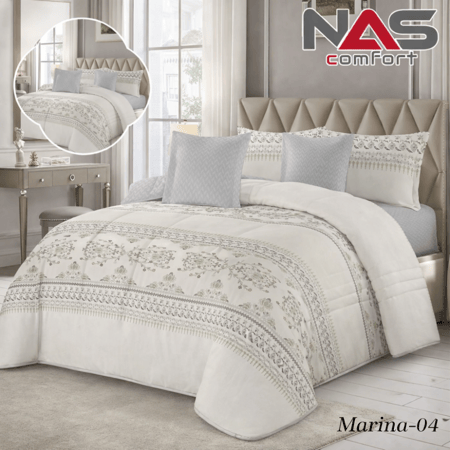 مفرش سرير NAS مزدوج مشجر صيفي 6 قطع خامة بوليستر