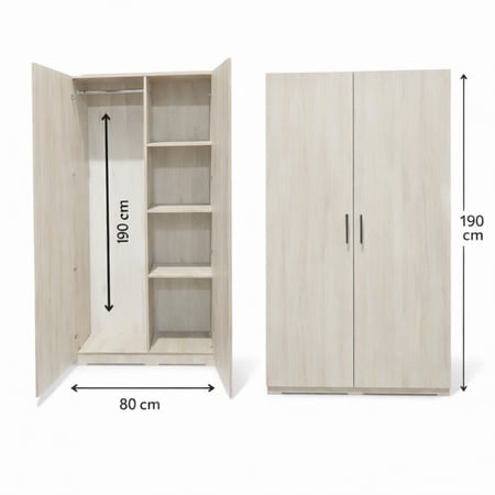 دولاب خشب 2 باب  بتصميم بسيط وأنيق يناسب مختلف أنماط الديكور