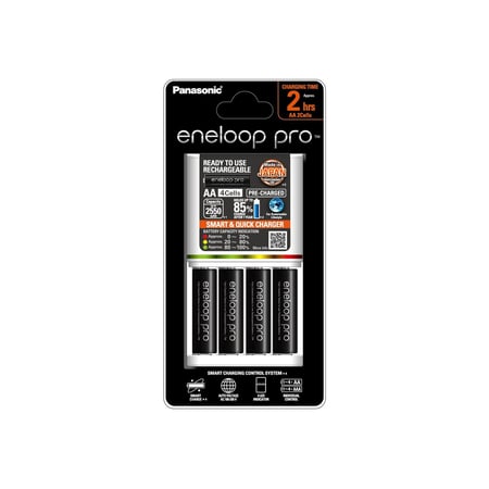 شاحن بطاريات باناسونيك مع 4 بطاريات 2550 مل eneloop